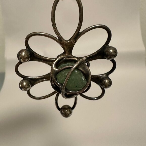 MCM Stlye Silver Tone Atomic Atom Agate On Chain Artsy Wearable Art - Picture 2 of 8